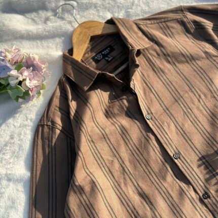 UV Coffee with black strip shirt
