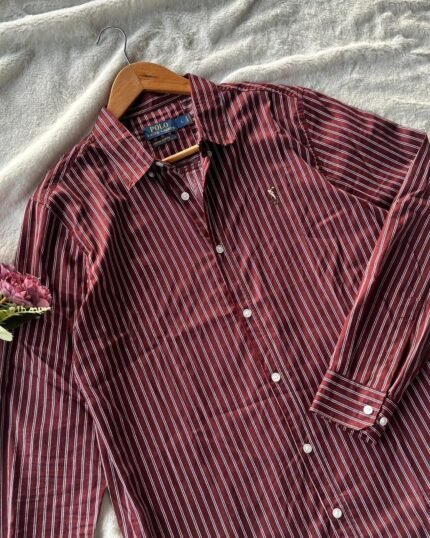Maroon stripe shirt